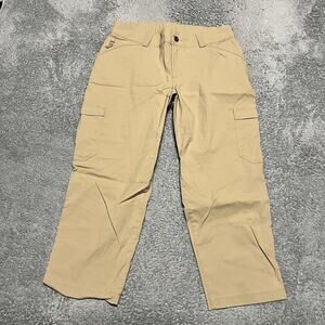 Duluth Pants Womens 10 Dry on Fly Capris Cargo Nylon Hiking Outdoor Tan